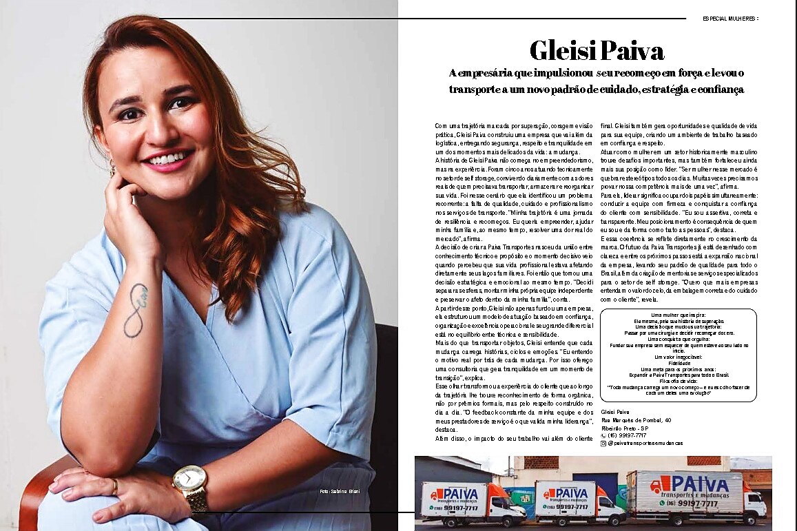 Reportagem da Revista Deluxe sobre Gleisi Paiva e a Paiva Transportes